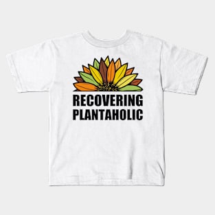 RECOVERING PLANTAHOLIC Colorful Retro Sunset Scratched Rough Sunflower Plant Or Flower Design For Garden Lovers Kids T-Shirt